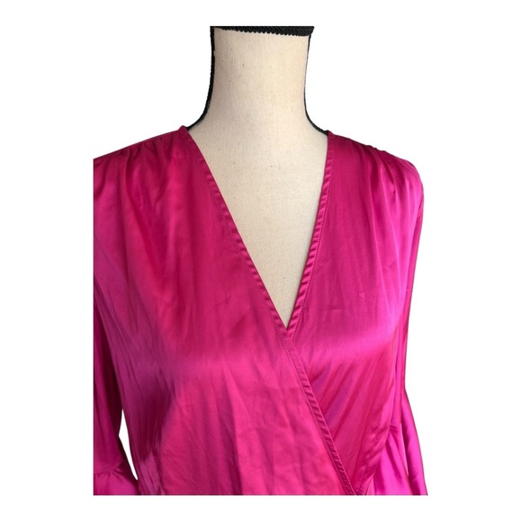 Bebe Flounce Fuchsia Wrap Dress Size XL - Picture 7 of 11